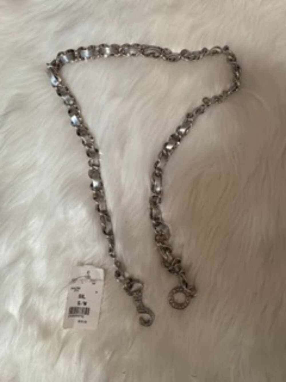 Silver Rhinestone Chain Link Belt S/M NWT